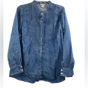 Lucky Brand Lucky In Love Women Denim Button Down Cotton Blend Long Sleeve Small